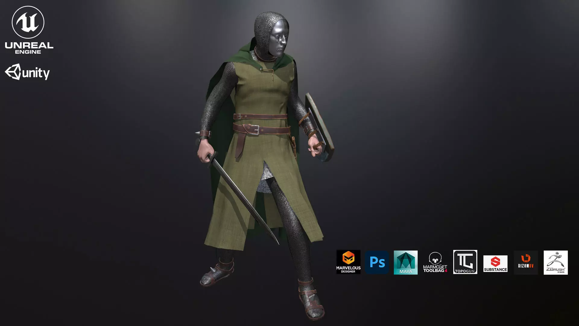 Masked Knight Low-poly 3D model_0