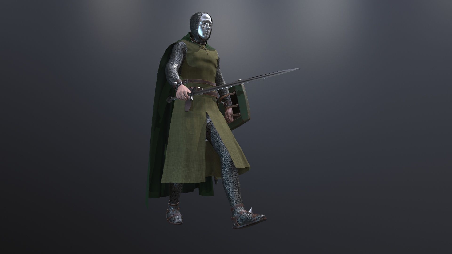 Masked Knight Low-poly 3D model_9