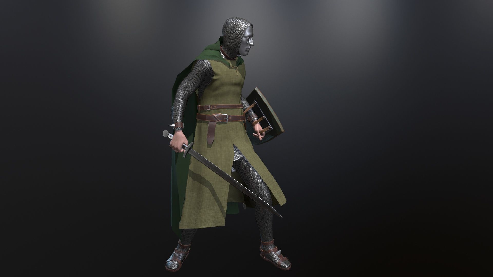 Masked Knight Low-poly 3D model_11