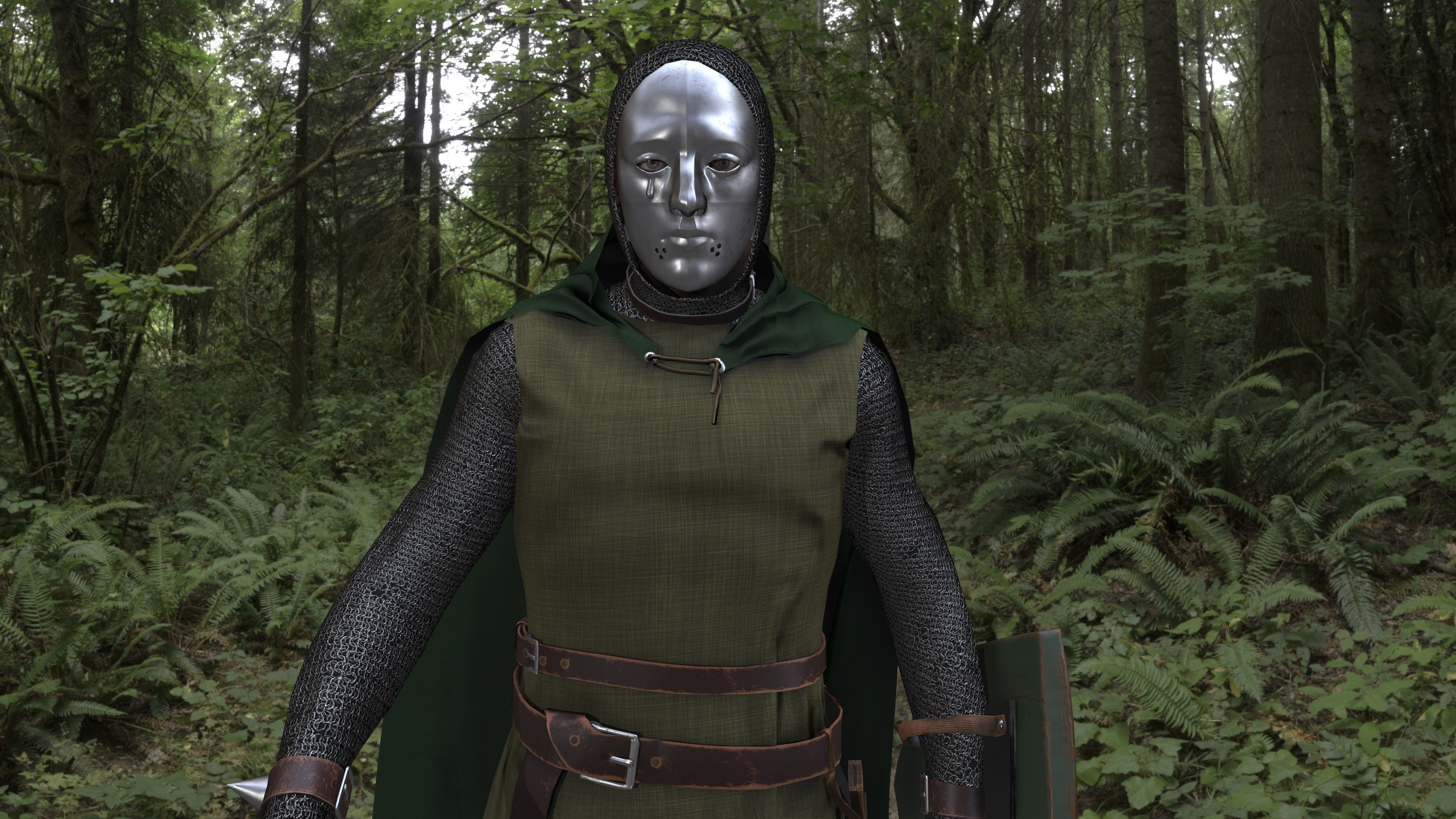 Masked Knight Low-poly 3D model_2