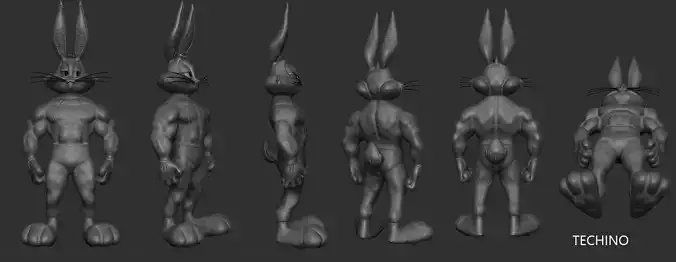 MUSCULAR BUGS BUNNY 3D PRINT