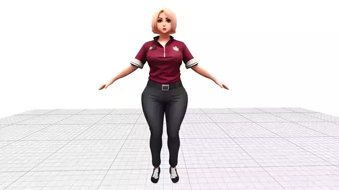 Lena Rivers the Female Barista Low-poly 3D model