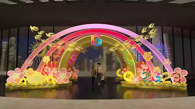 NewYear Traditional Holiday Gate Decor ShoppingMall