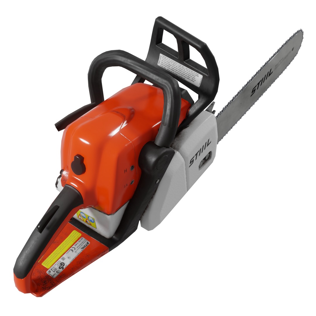 Chainsaw Stihl 250 like 3D model - lowpoly game-ready PBR VR AR Low-poly 3D model_14