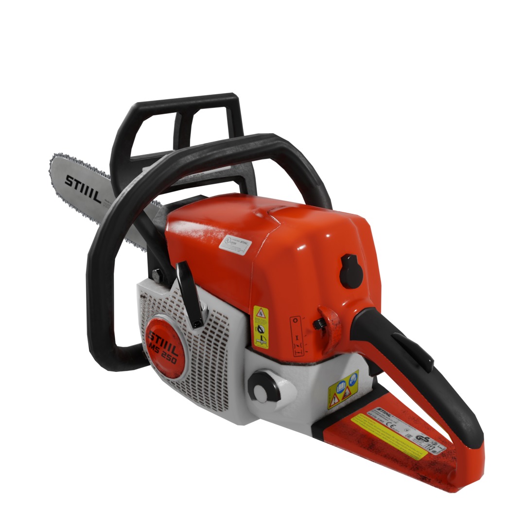 Chainsaw Stihl 250 like 3D model - lowpoly game-ready PBR VR AR Low-poly 3D model_2