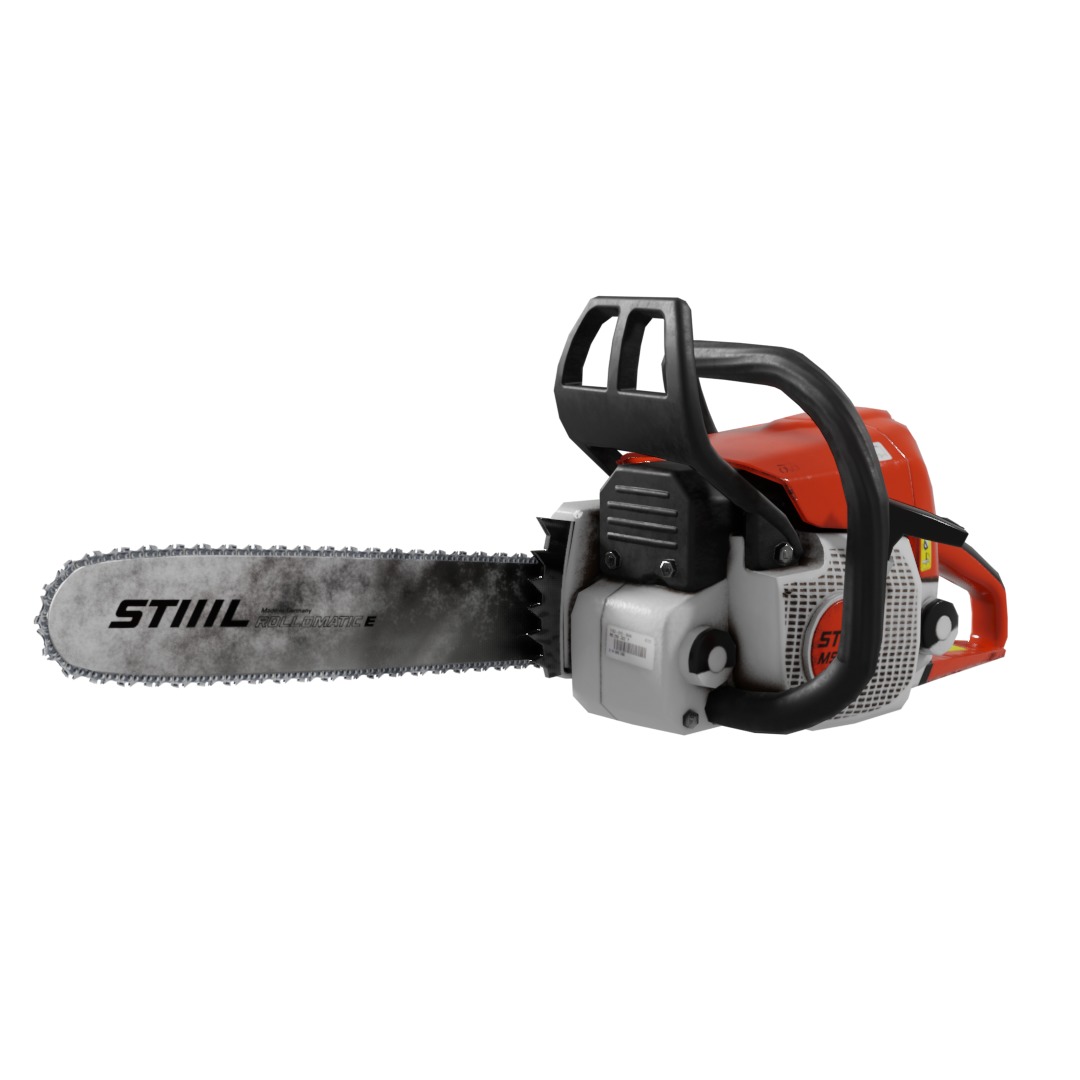 Chainsaw Stihl 250 like 3D model - lowpoly game-ready PBR VR AR Low-poly 3D model_3
