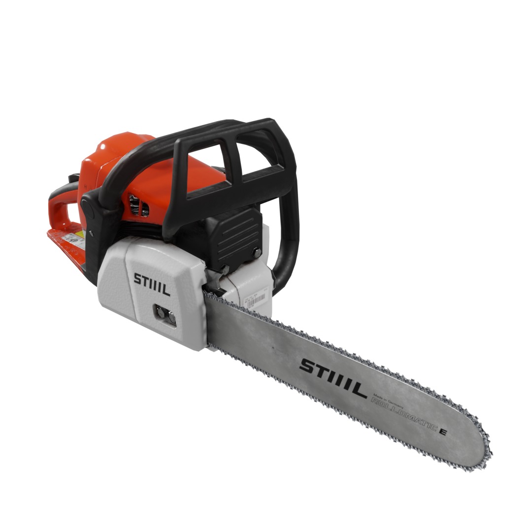 Chainsaw Stihl 250 like 3D model - lowpoly game-ready PBR VR AR Low-poly 3D model_4