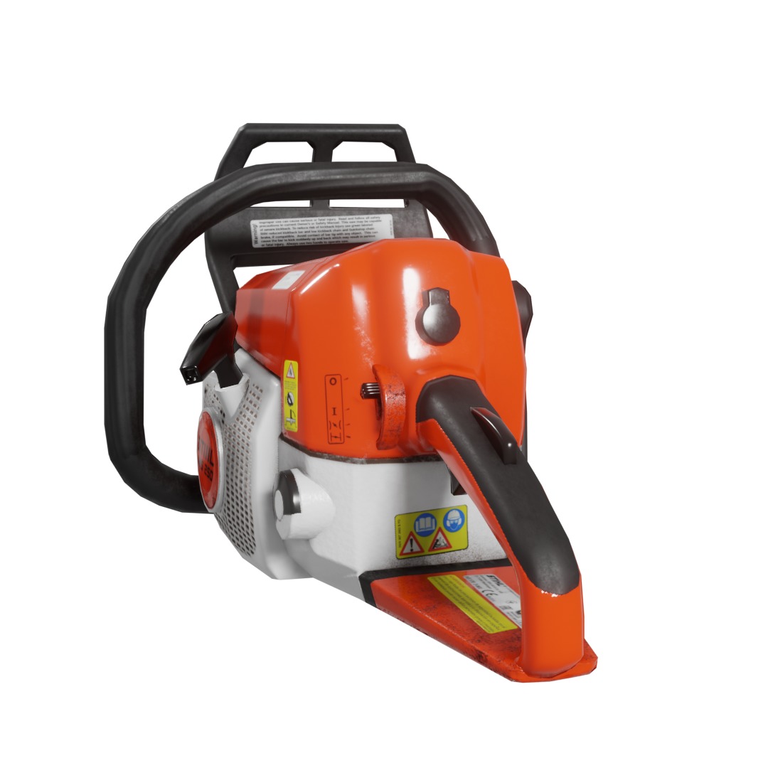 Chainsaw Stihl 250 like 3D model - lowpoly game-ready PBR VR AR Low-poly 3D model_12