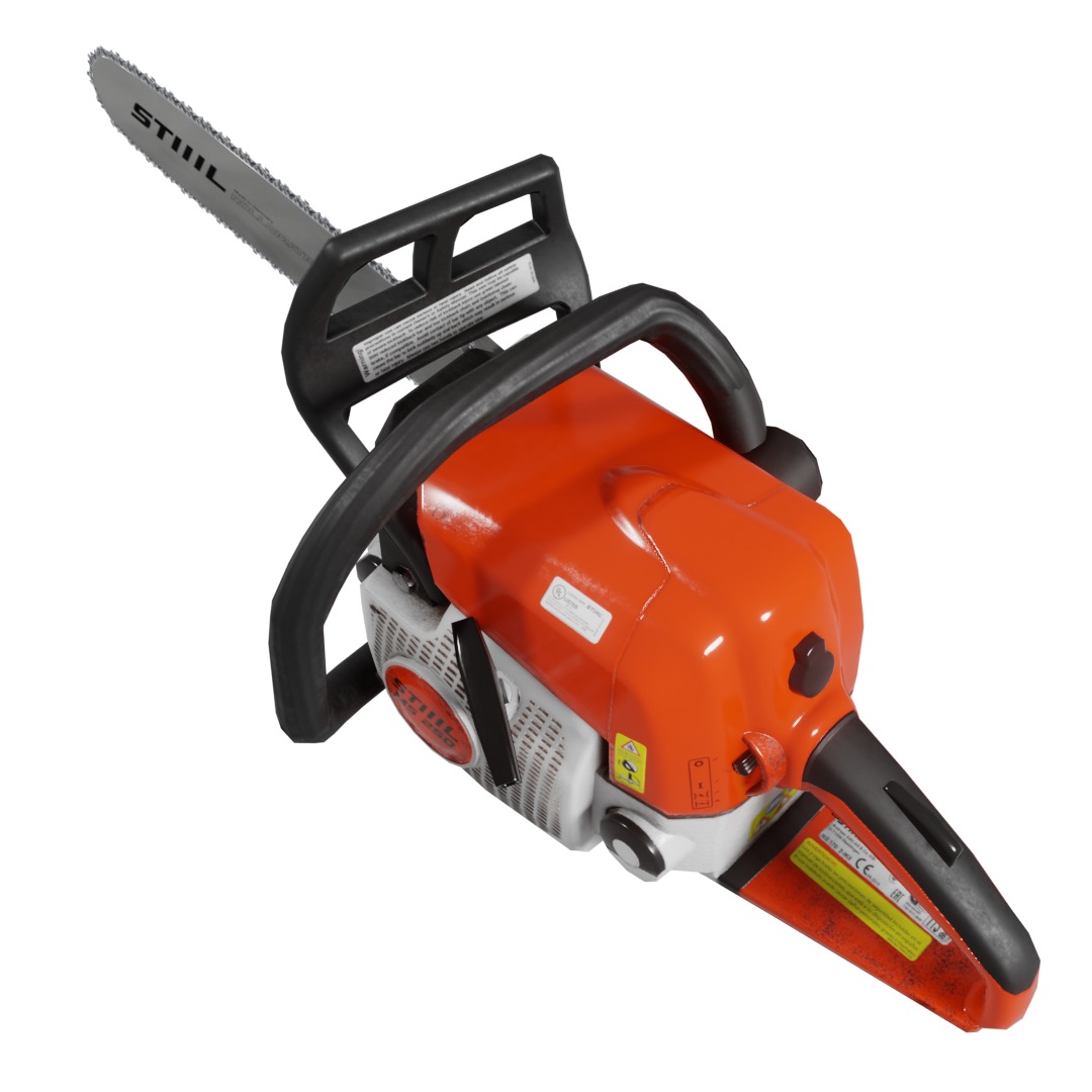 Chainsaw Stihl 250 like 3D model - lowpoly game-ready PBR VR AR Low-poly 3D model_13