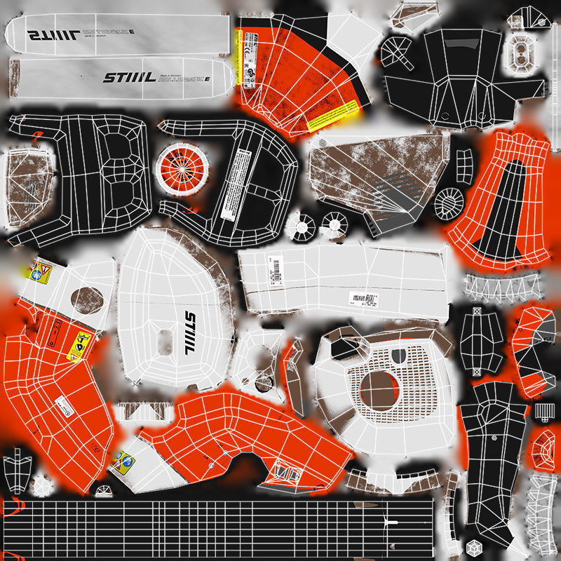 Chainsaw Stihl 250 like 3D model - lowpoly game-ready PBR VR AR Low-poly 3D model_6