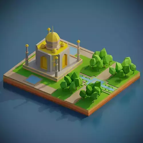 Taj Mahal Low-poly 3D model