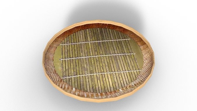 Domyoji Bambo Plate Sakura Food Low-poly 3D model 4