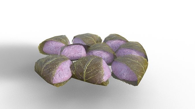 Domyoji Bambo Plate Sakura Food Low-poly 3D model 6