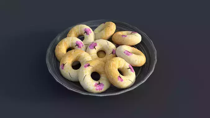 Donuts With Plate food Low-poly 3D model Donuts With Plate food Low-poly 3D model