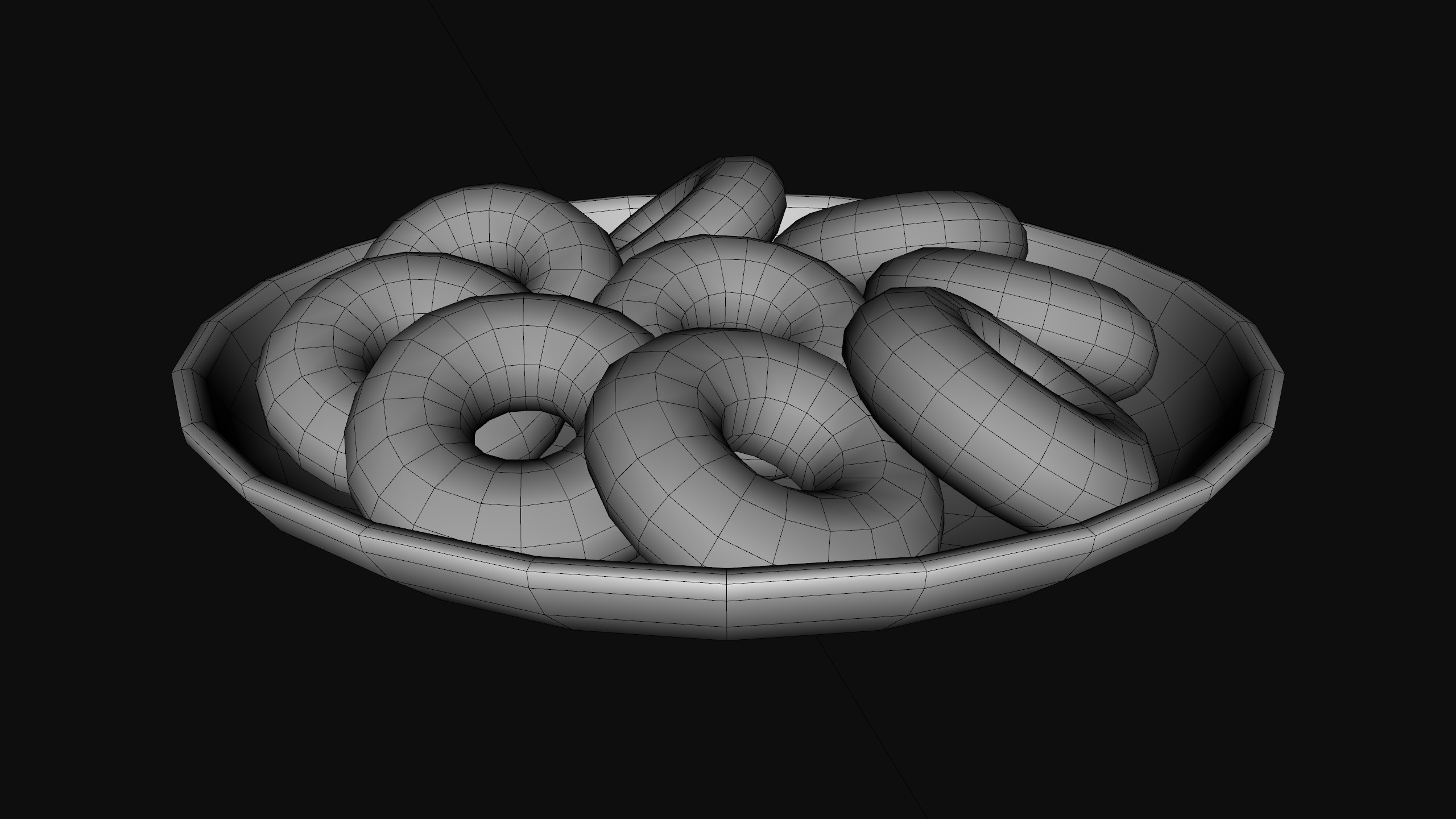 Donuts With Plate food Low-poly 3D model_8