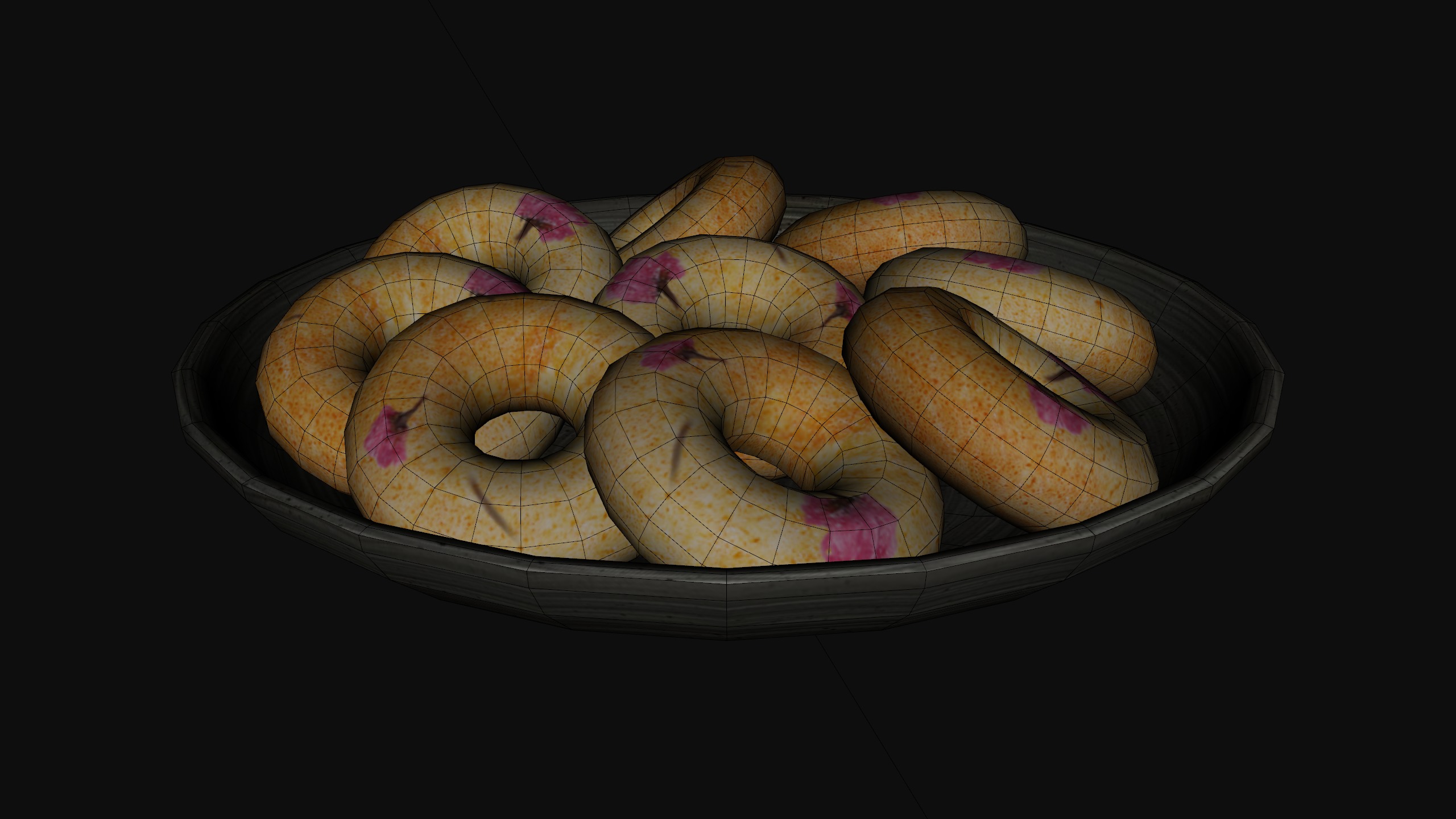 Donuts With Plate food Low-poly 3D model_9