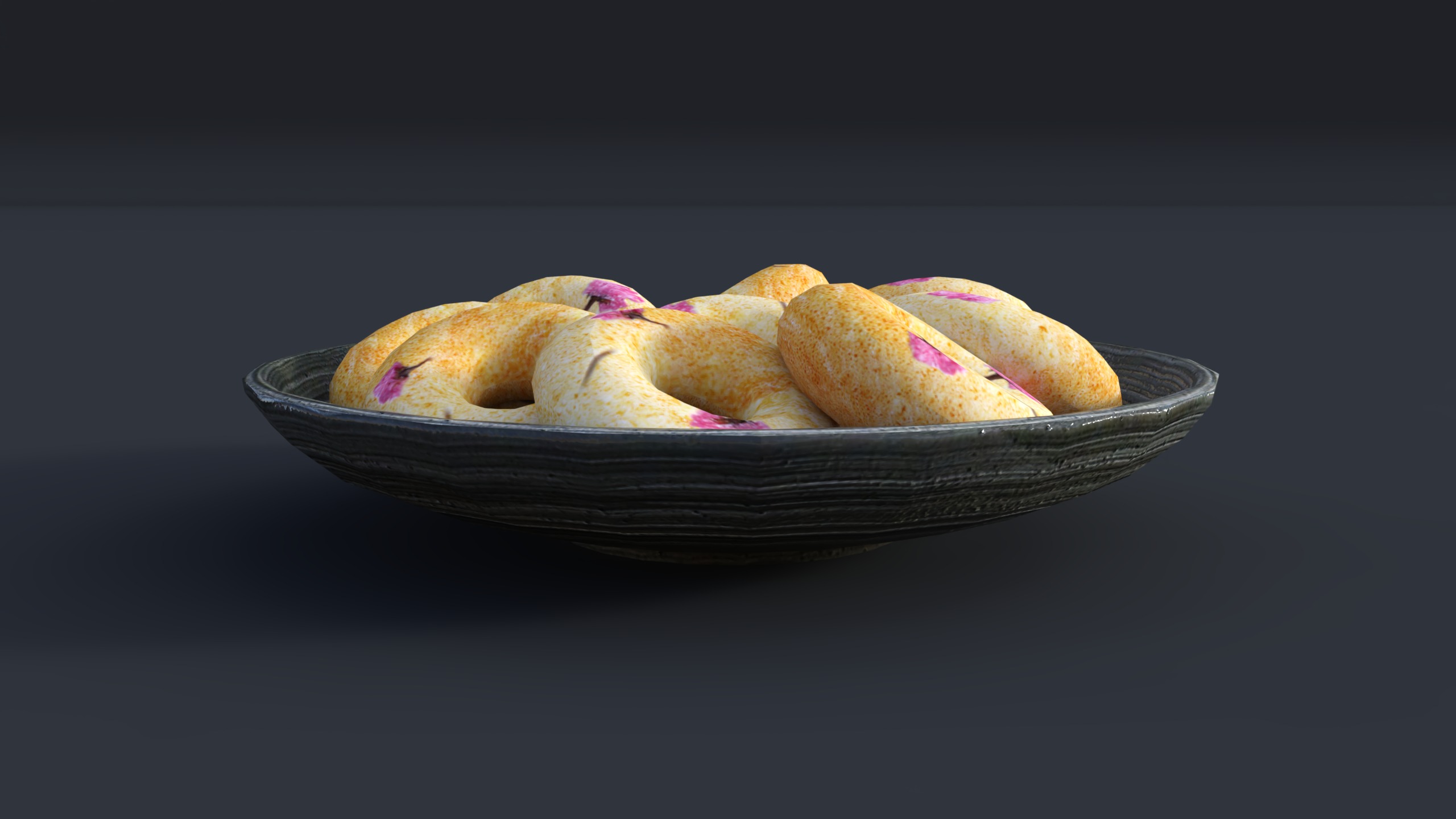 Donuts With Plate food Low-poly 3D model_2