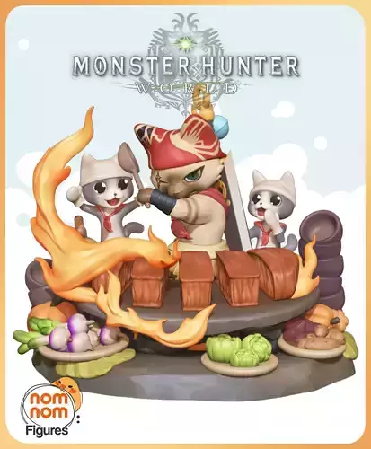 Chibi Meowscular Chef - Monster Hunter