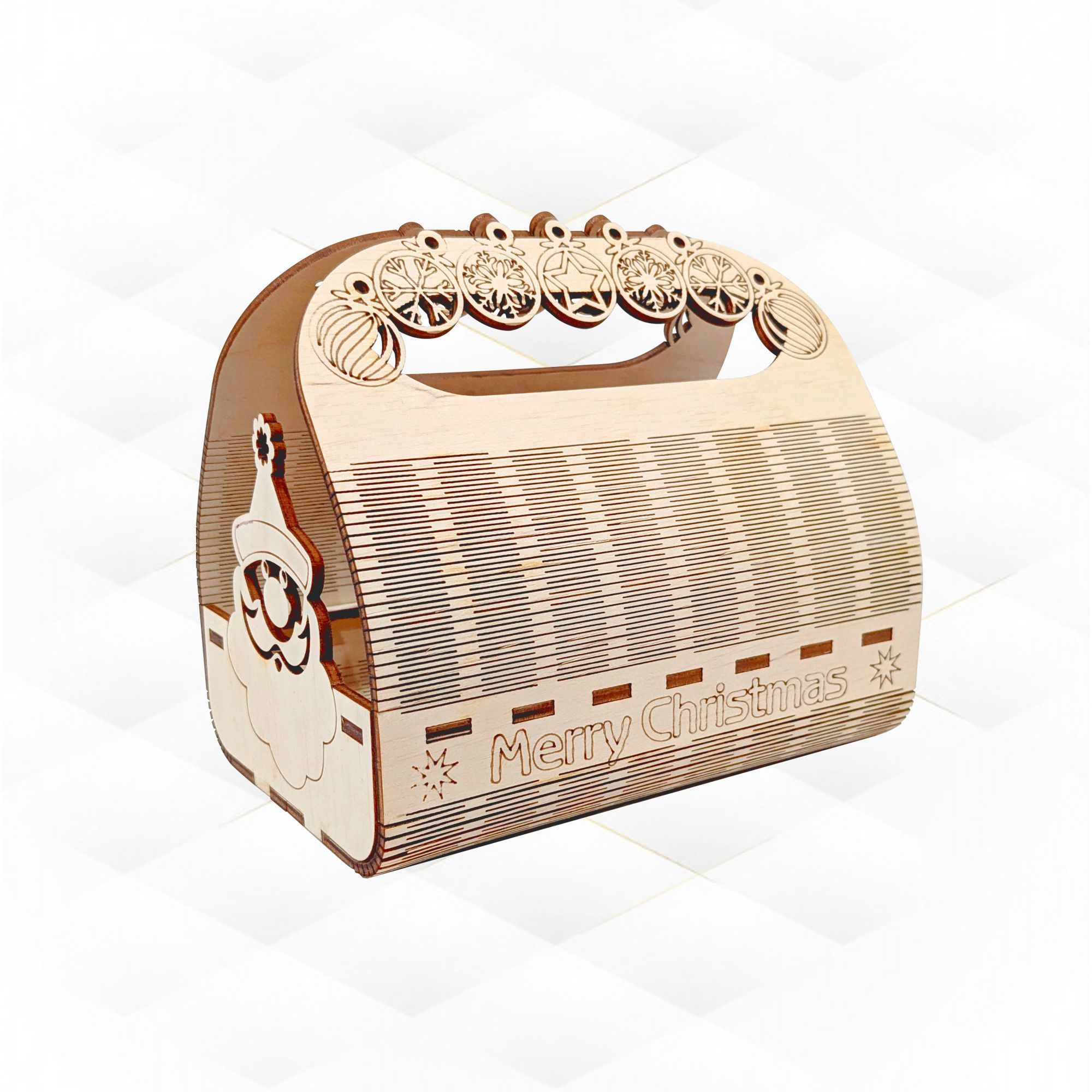 Christmas Santa Basket gift box design laser cut 3D print model_4