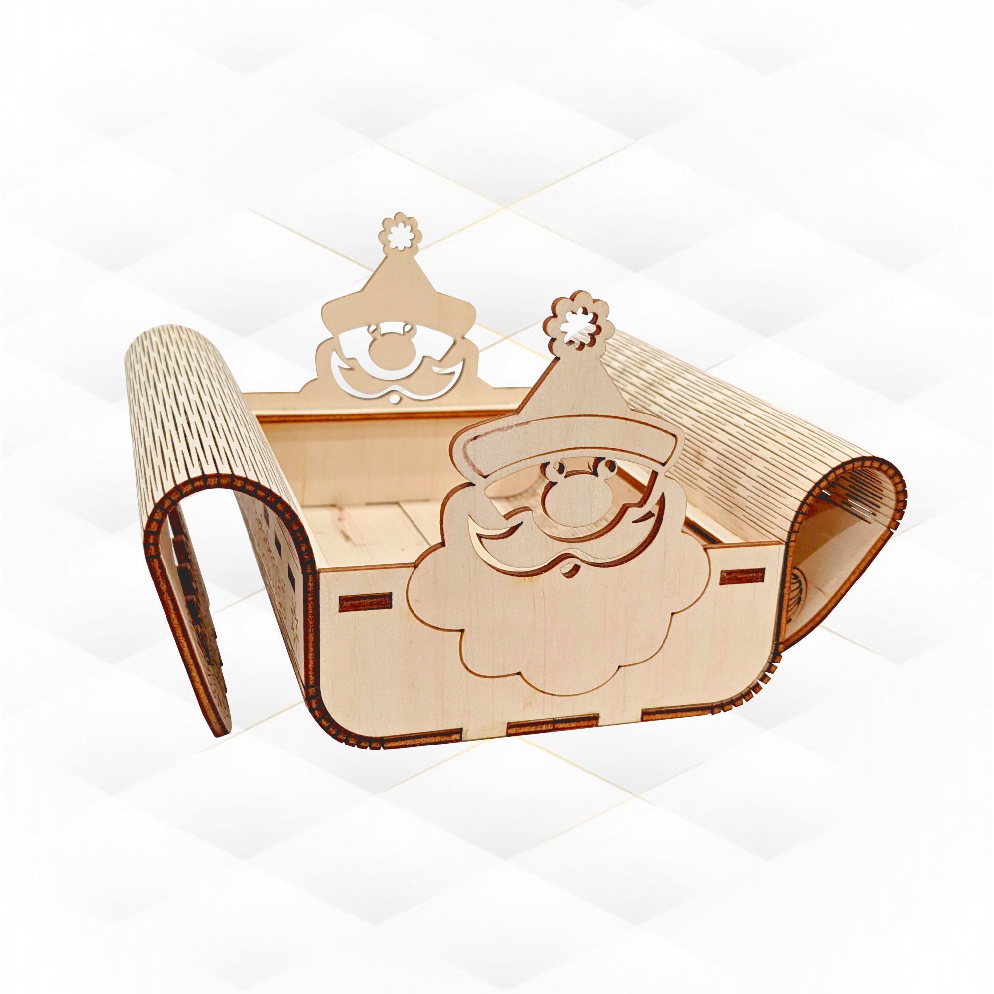 Christmas Santa Basket gift box design laser cut 3D print model_3