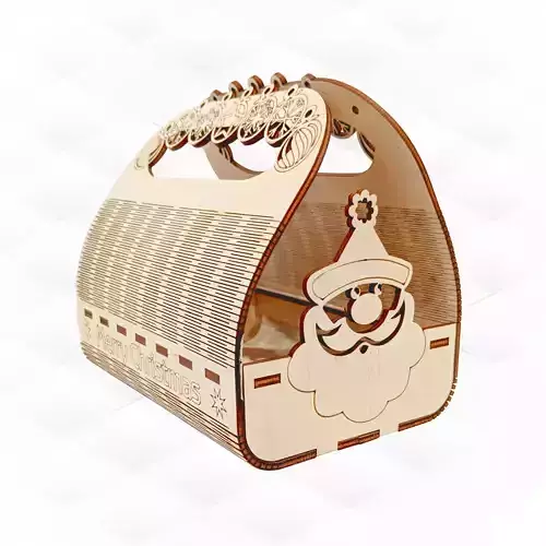 Christmas Santa Basket gift box design laser cut 3D print model