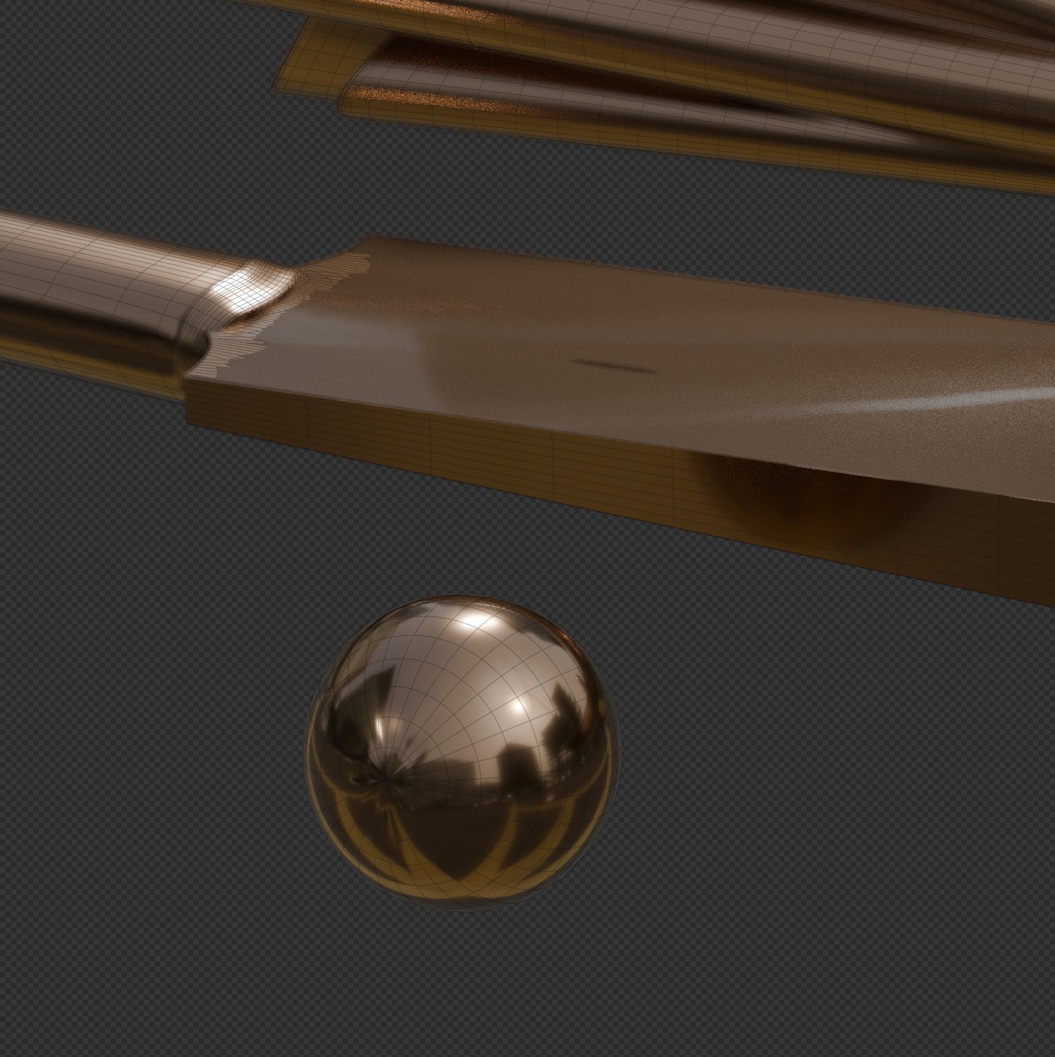 MRF Cricket Bat and Ball with T20 World Cup trophy Low-poly 3D model_14