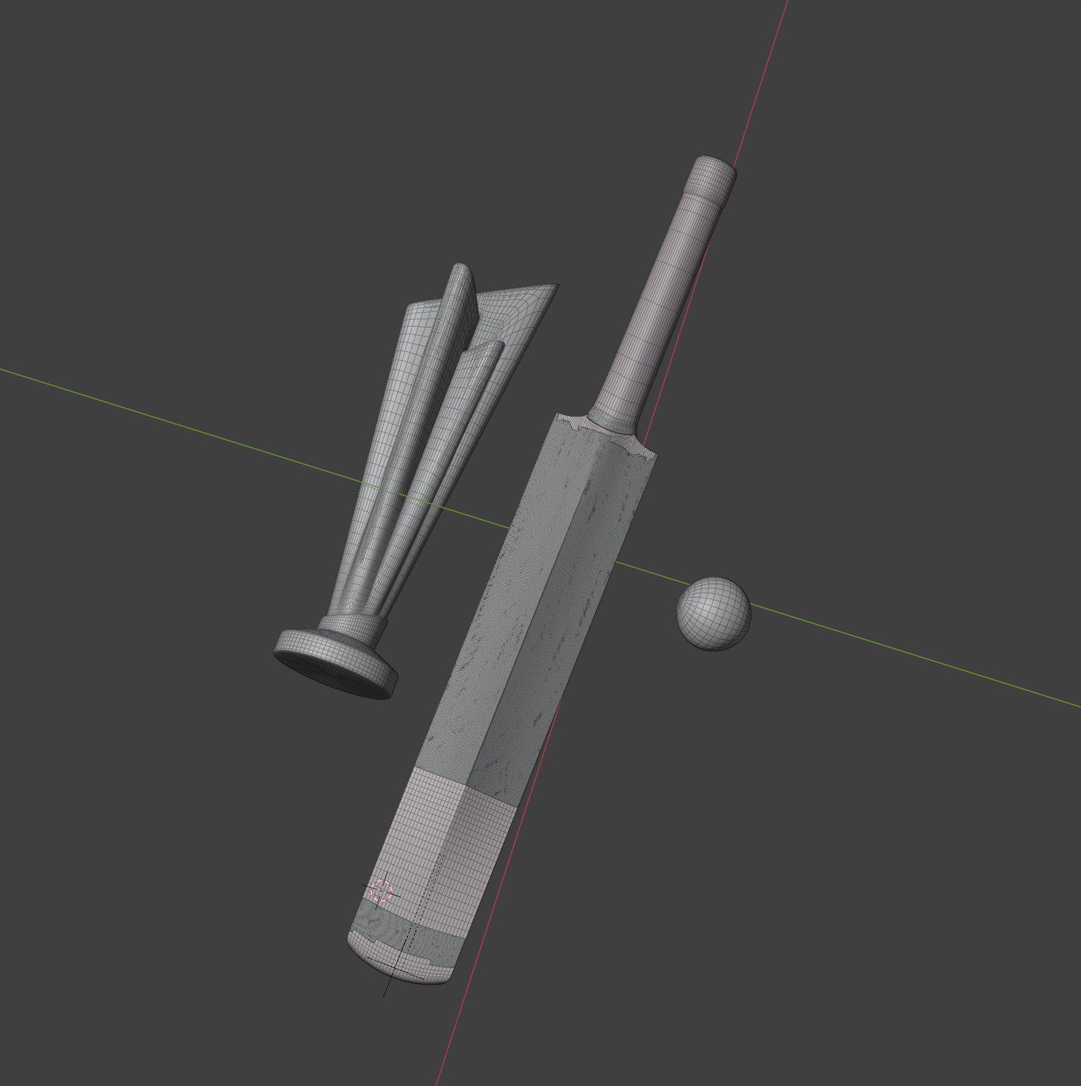 MRF Cricket Bat and Ball with T20 World Cup trophy Low-poly 3D model_9