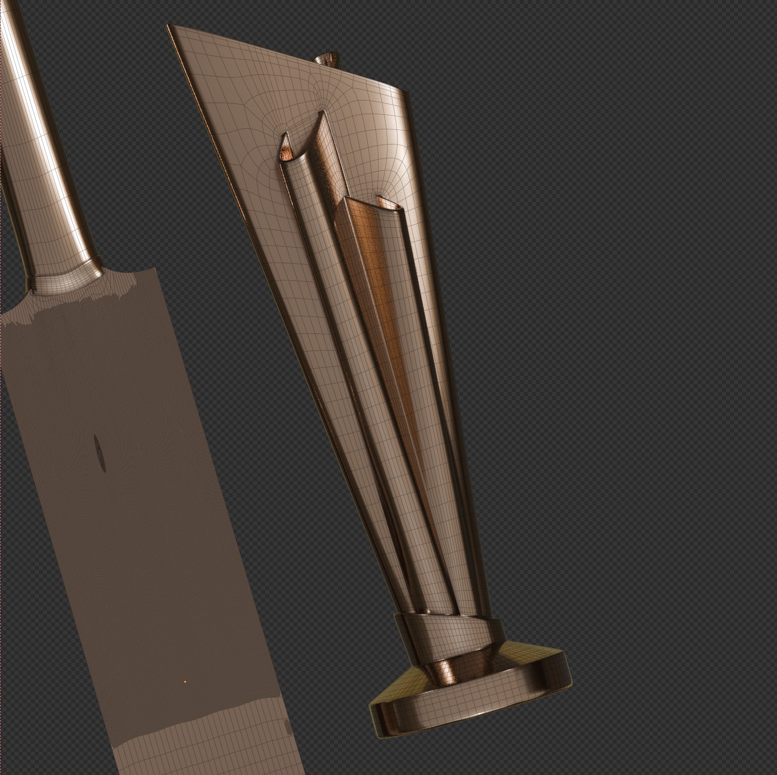 MRF Cricket Bat and Ball with T20 World Cup trophy Low-poly 3D model_16