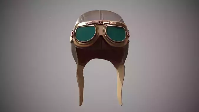 Pilot Retro Hat Low-poly 3D model