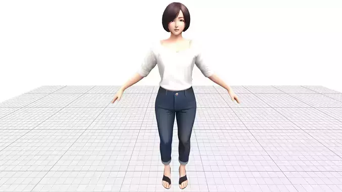 Casual Everyday Female Character - Emma Low-poly 3D model