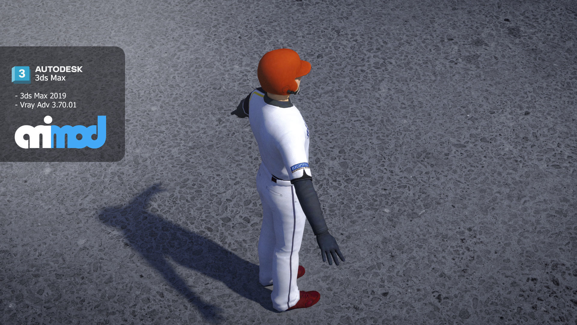 Baseball Player in Red Helmet 3D model_3