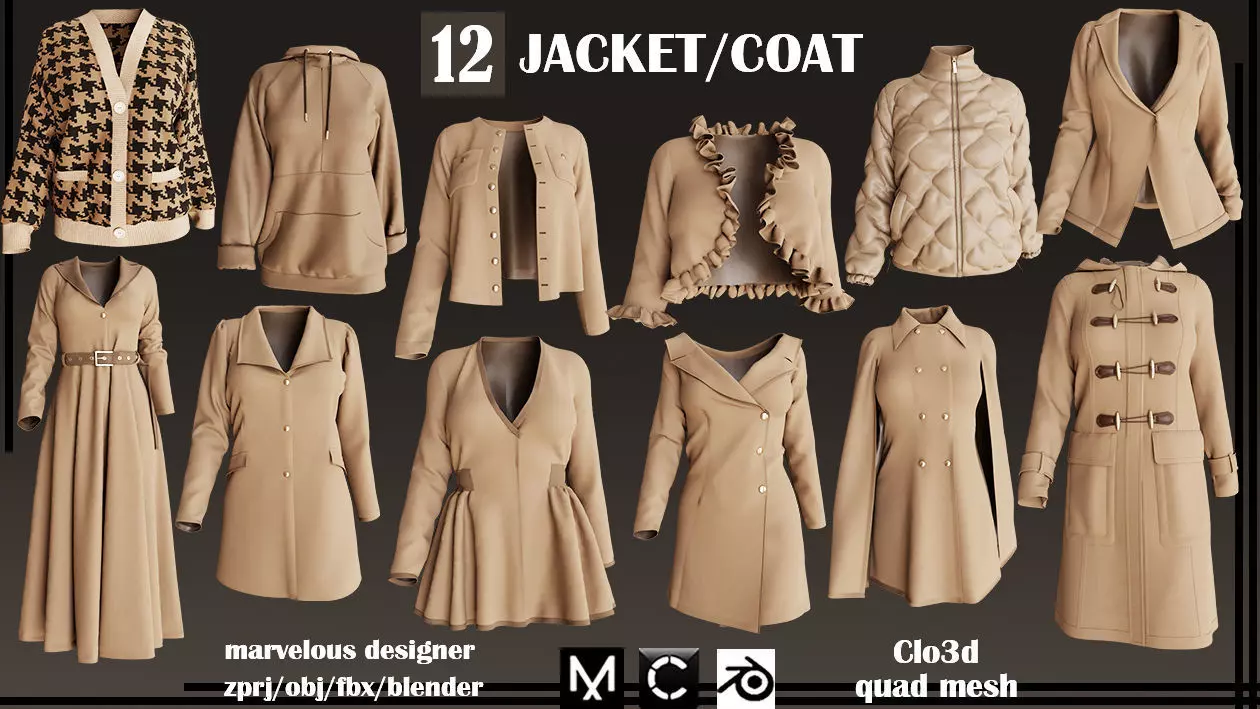  JACKET AND COAT female 3D model_0