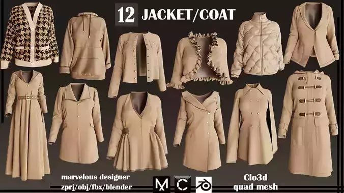  JACKET AND COAT female 3D model