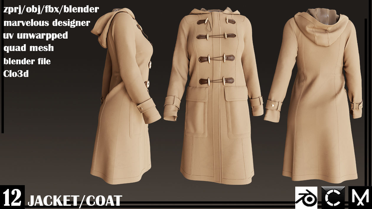  JACKET AND COAT female 3D model_6