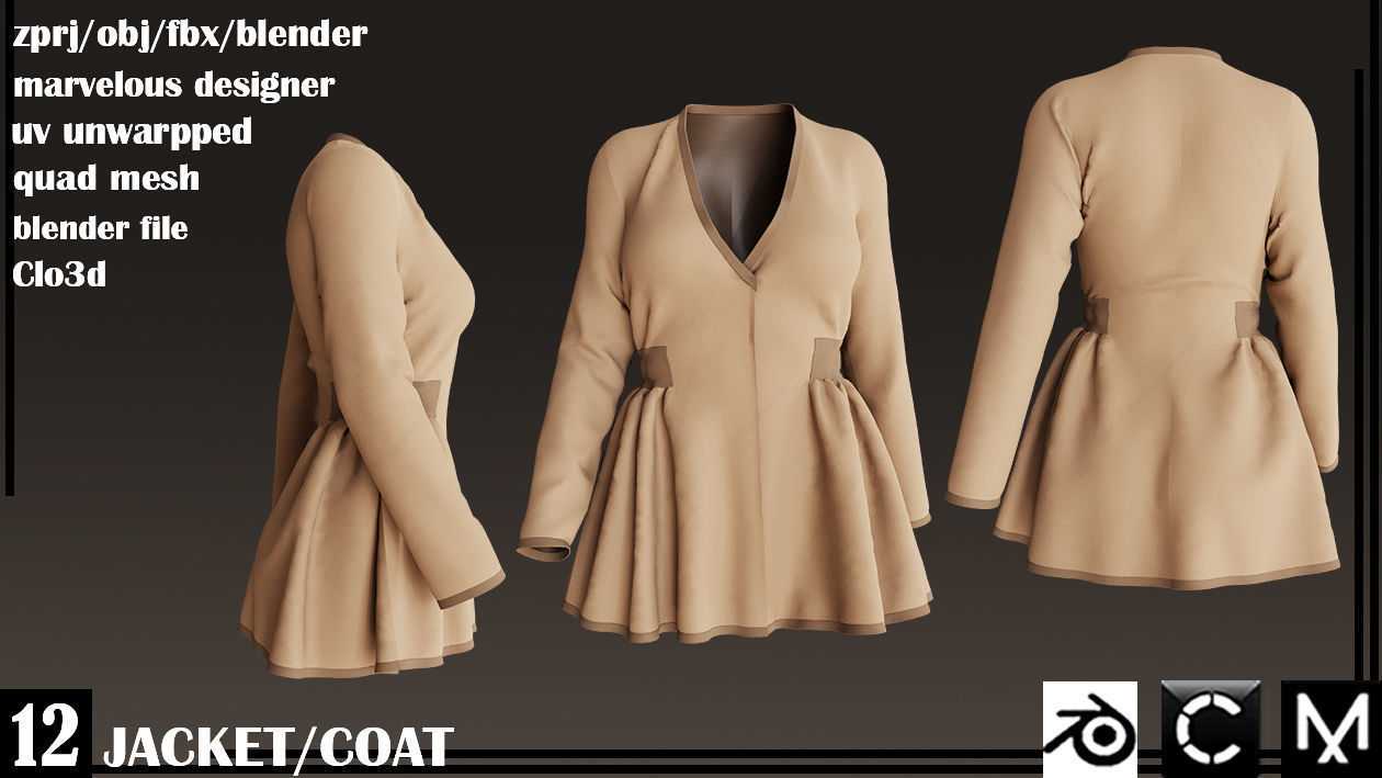  JACKET AND COAT female 3D model_2