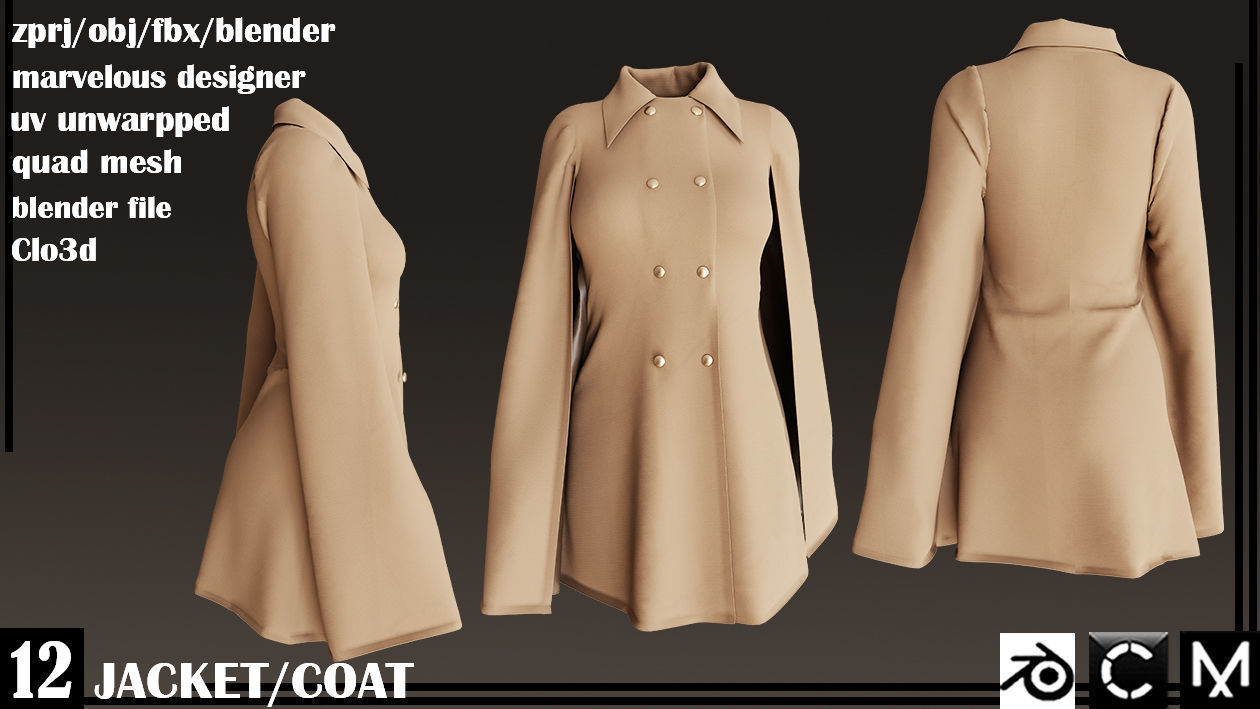  JACKET AND COAT female 3D model_11