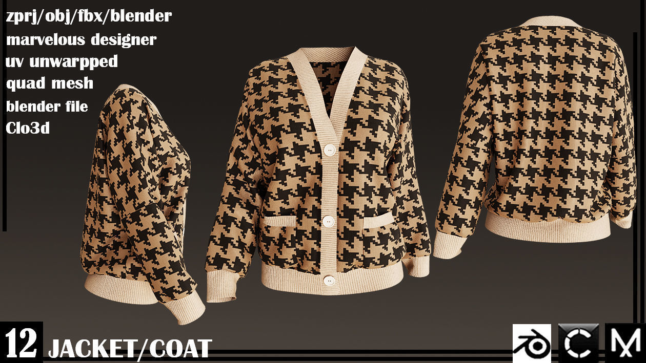  JACKET AND COAT female 3D model_8