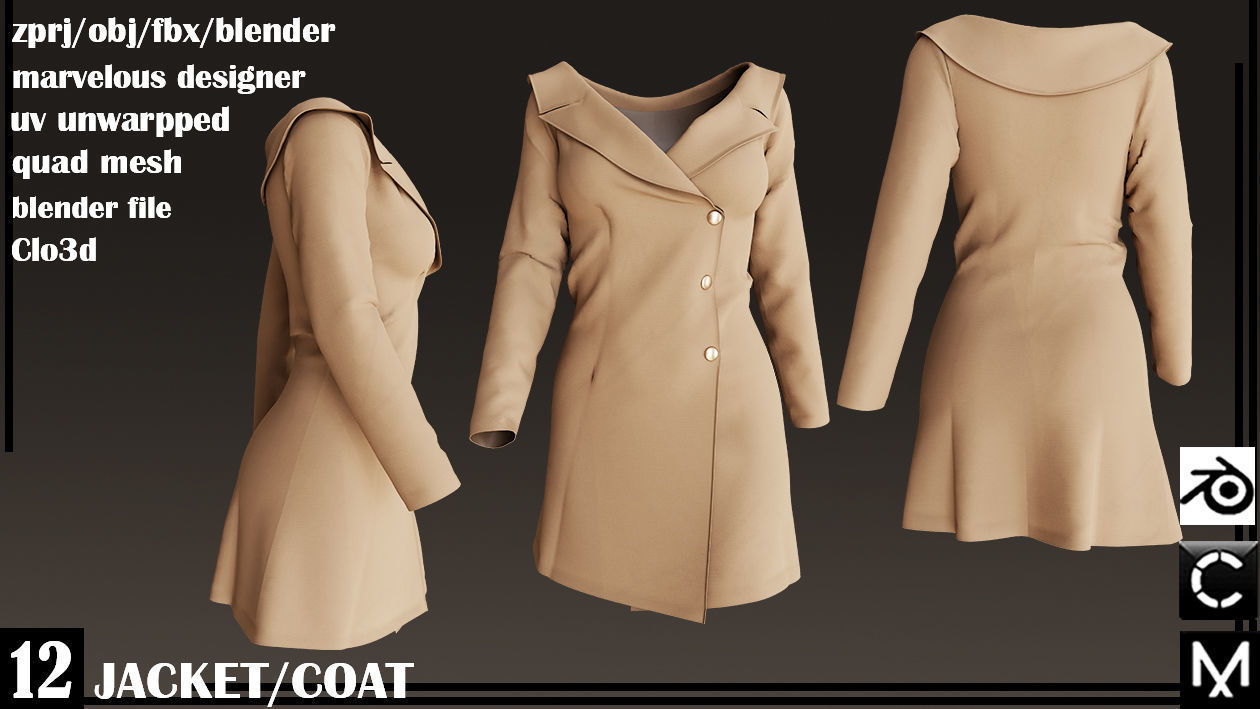  JACKET AND COAT female 3D model_5
