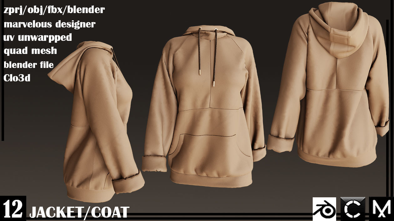  JACKET AND COAT female 3D model_9