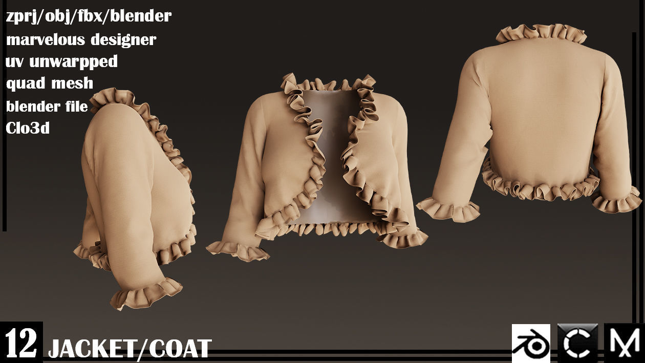  JACKET AND COAT female 3D model_12