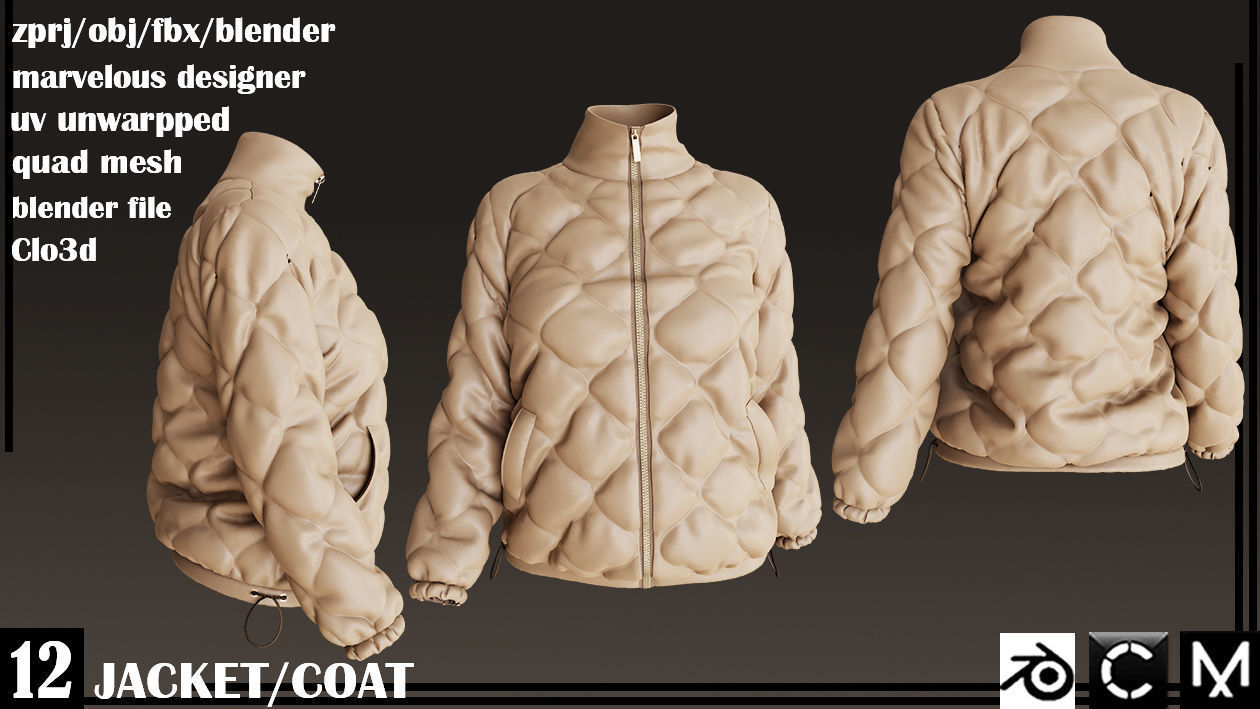  JACKET AND COAT female 3D model_10