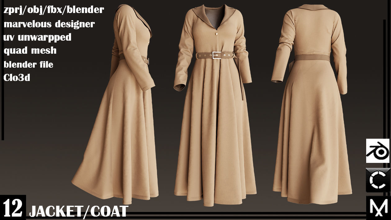  JACKET AND COAT female 3D model_4