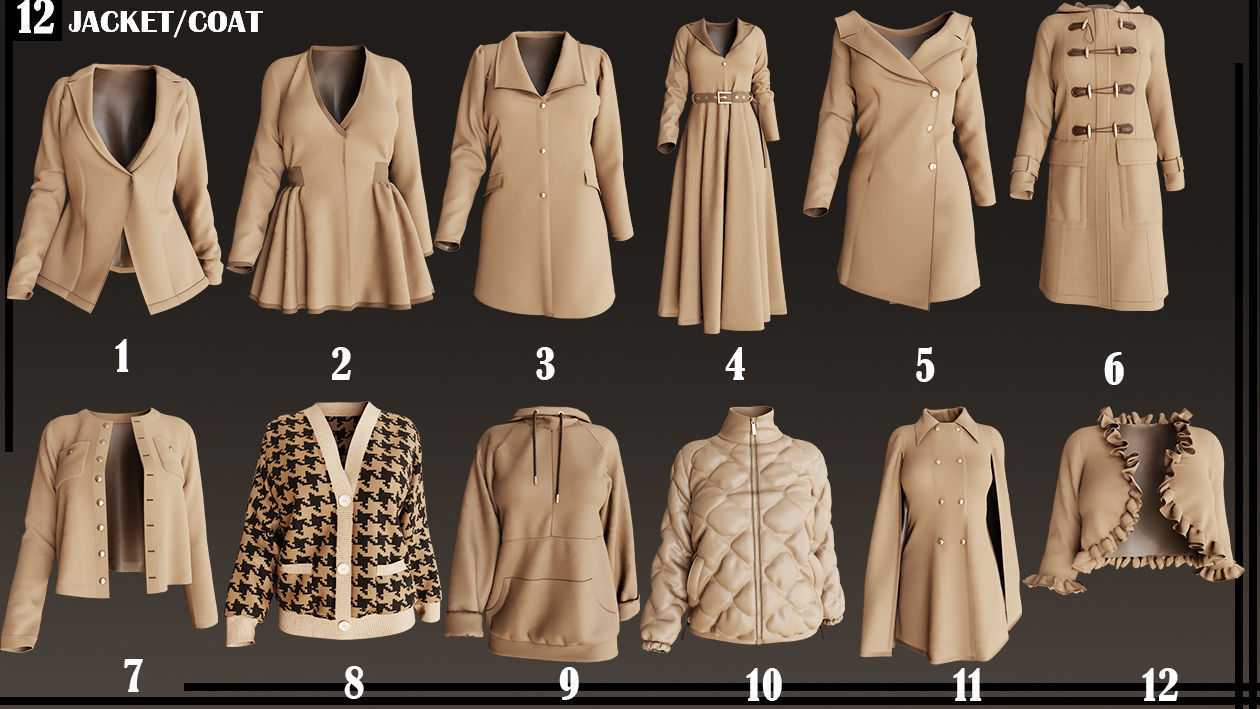  JACKET AND COAT female 3D model_13