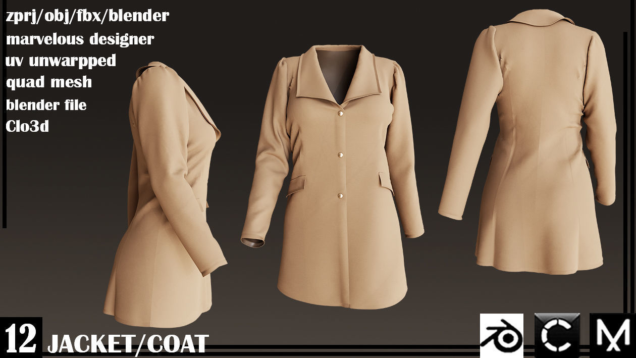  JACKET AND COAT female 3D model_3