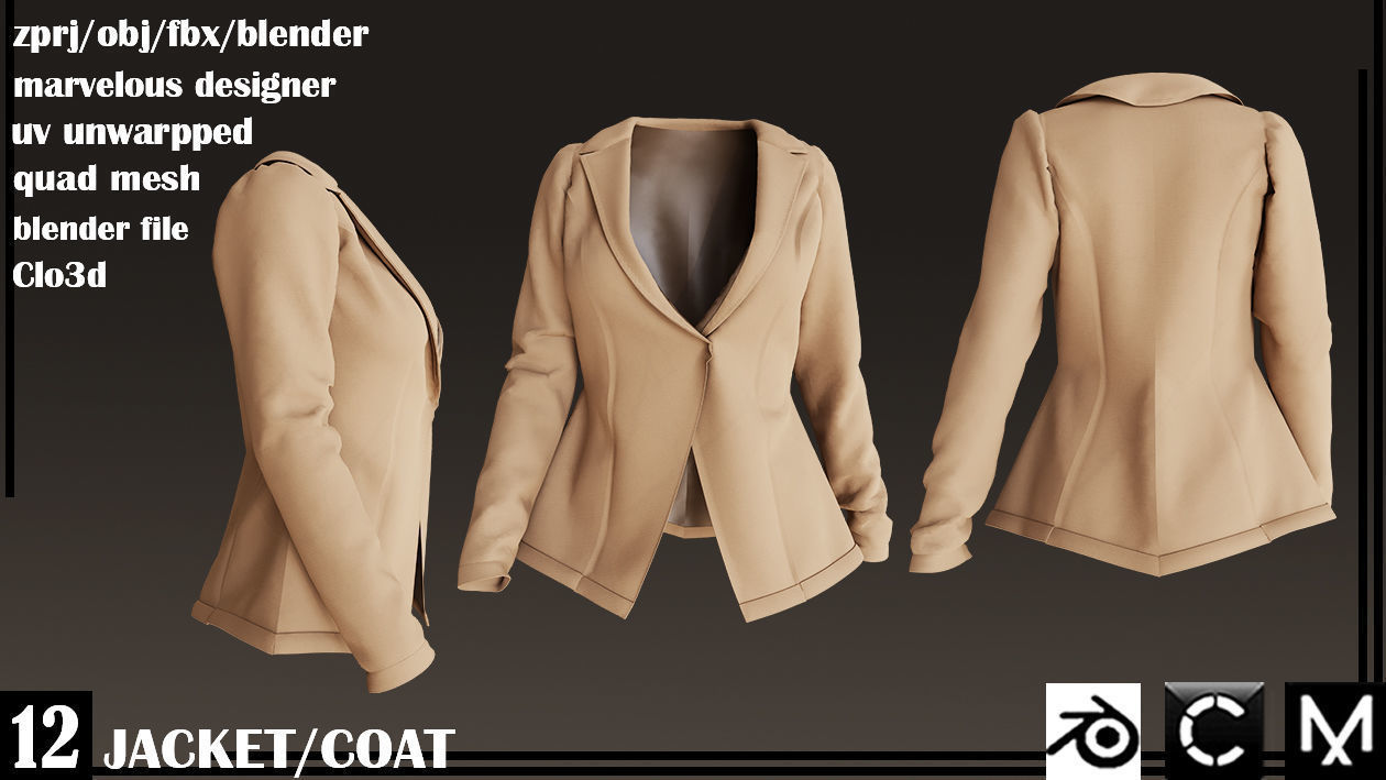  JACKET AND COAT female 3D model_1