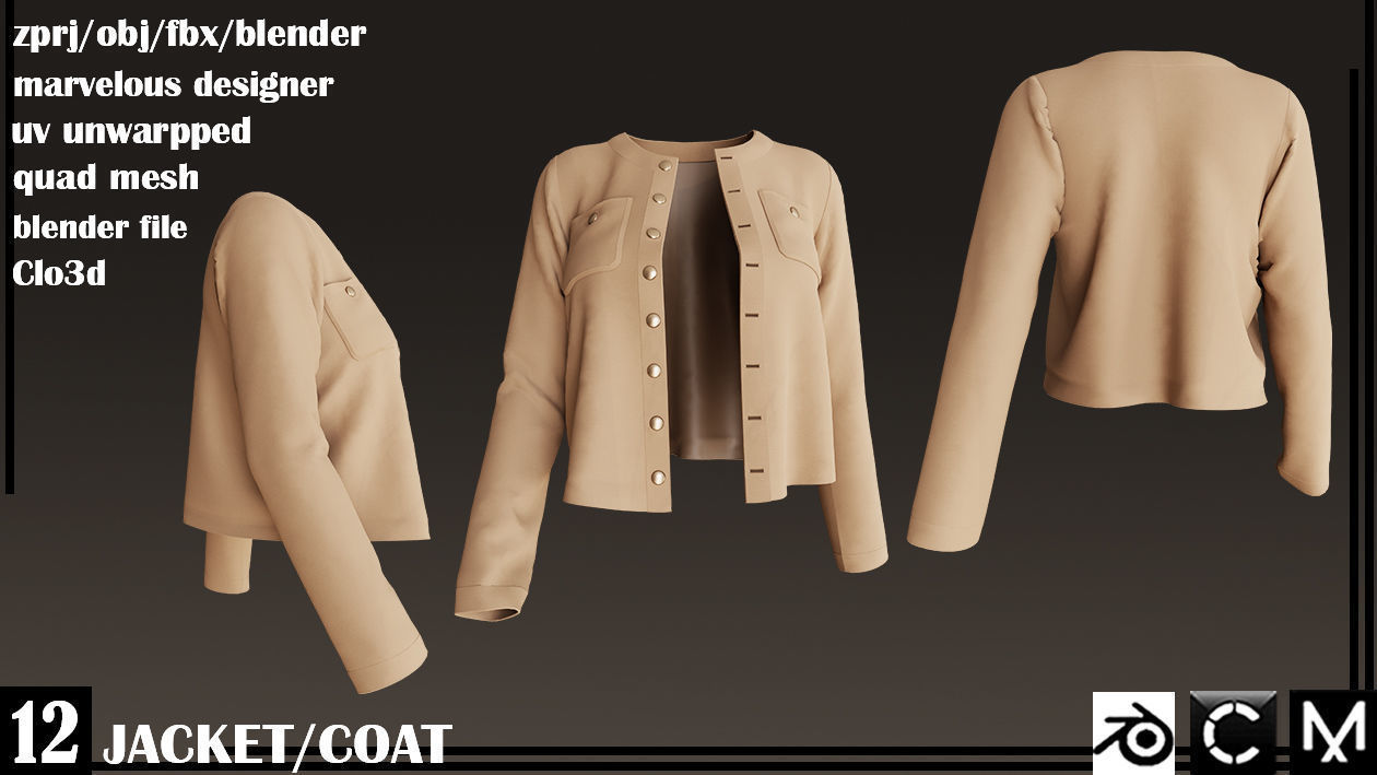  JACKET AND COAT female 3D model_7