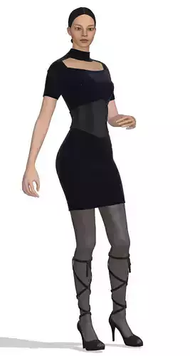 Marvelous Designer Black Dress and Corset 