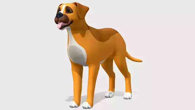 Cartoon Dog - Boxer Low-poly 3D model