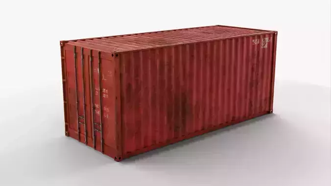 20Ft Cargo Container - Red - Rusted