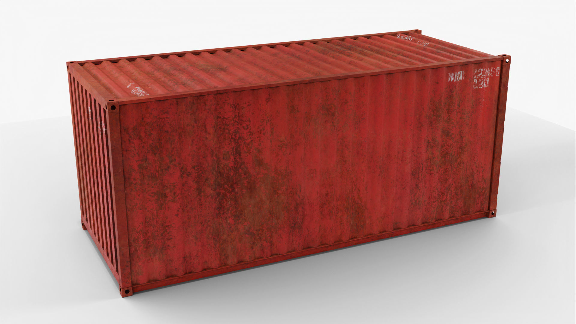 20Ft Cargo Container - Red - Rusted 3D model_4